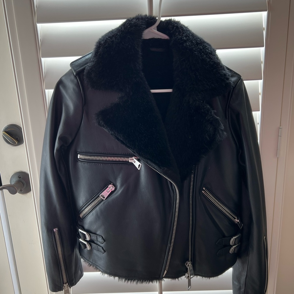 All Saints Shearling Leather Jacket